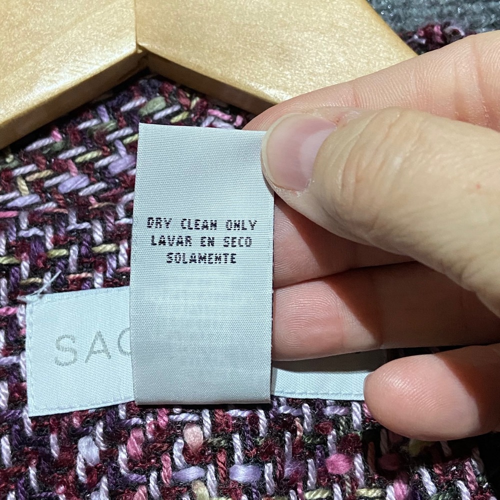 Sag Harbor Womens Purple Tweed Novelty Jacket Size 16 Velvet Trim Open Front NWT - Picture 12 of 12